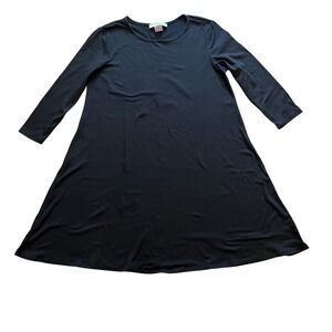Jamie &‎ Layla Black Long Sleeve Swing Dress A-Line Crew Neck Mini Dress